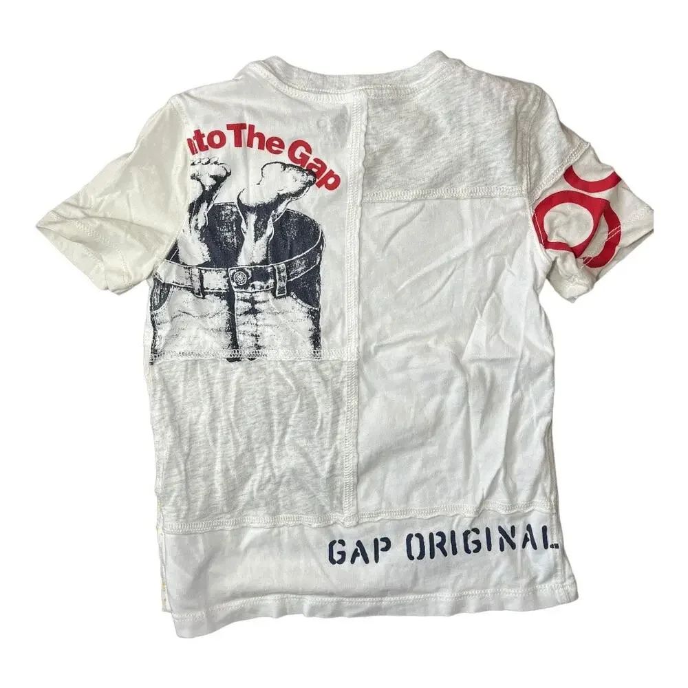 Gap patchwork white red yellow short sleeve tee shirt 100% cotton kids XS 4-5